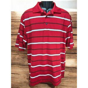 Footjoy Mens Red Striped Polo XL Golf Apparel Graystone GC